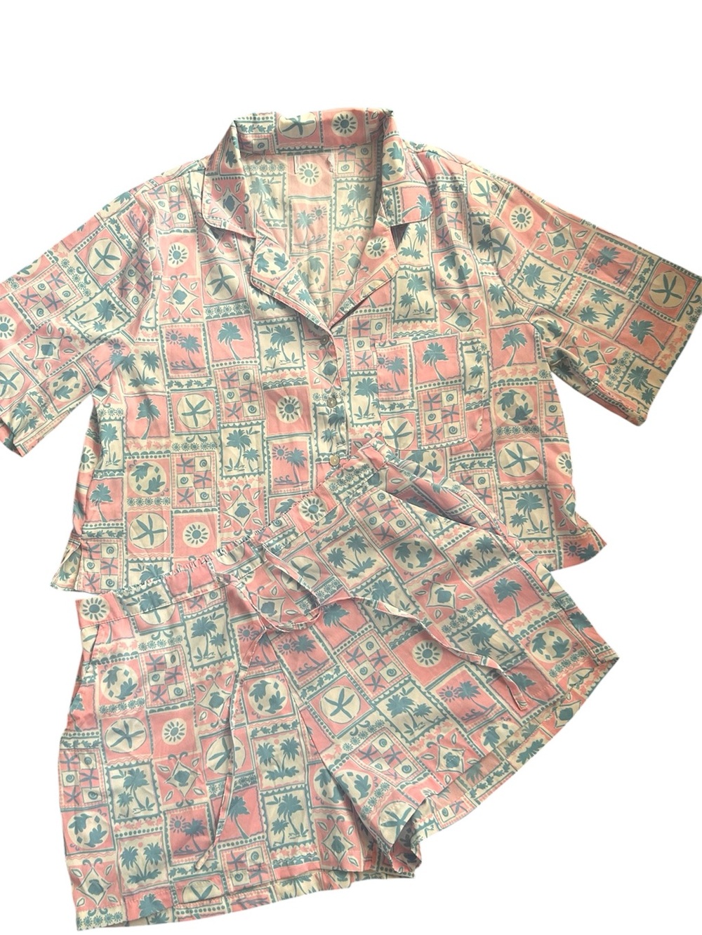 Sigrid Olsen Short Sleeve Palm Tree Printed Pajama Set